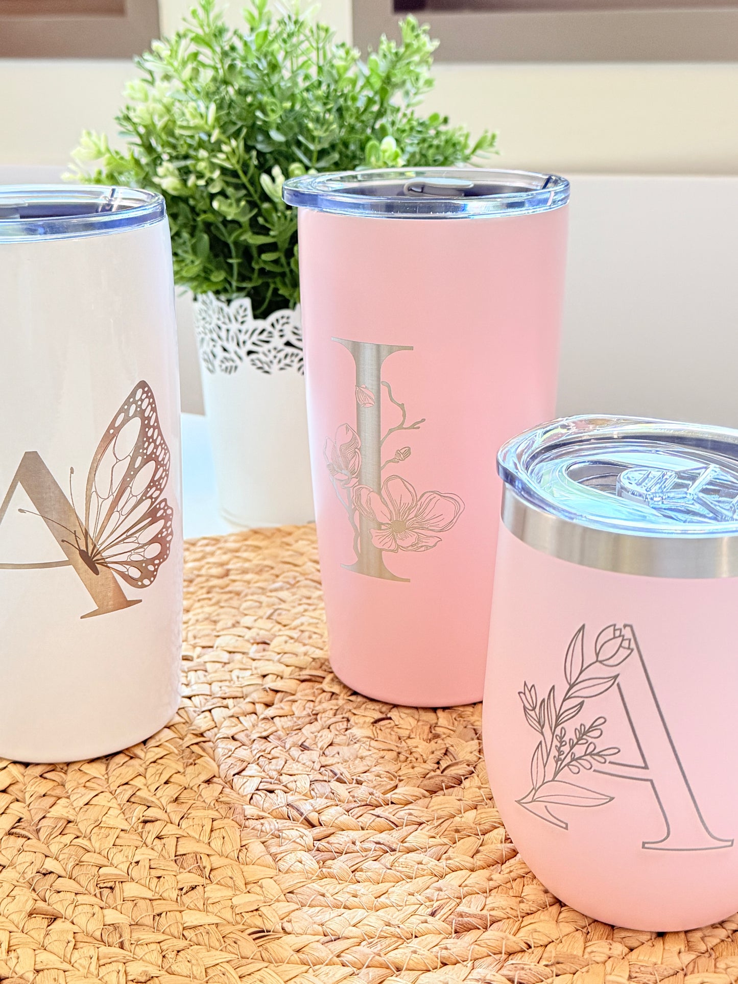 coffee tumbler with Engraved Letter