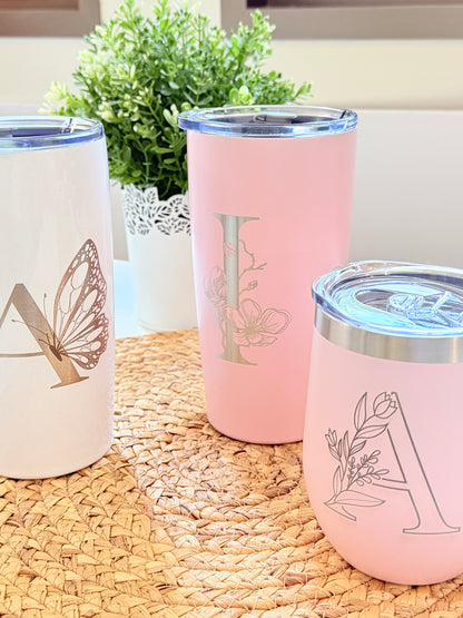 coffee tumbler with Engraved Letter