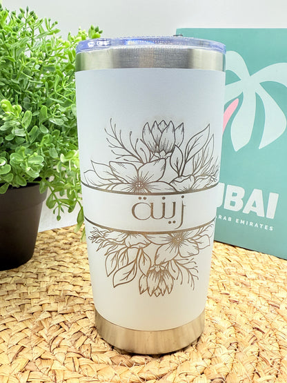coffee tumbler with Engraved Letter